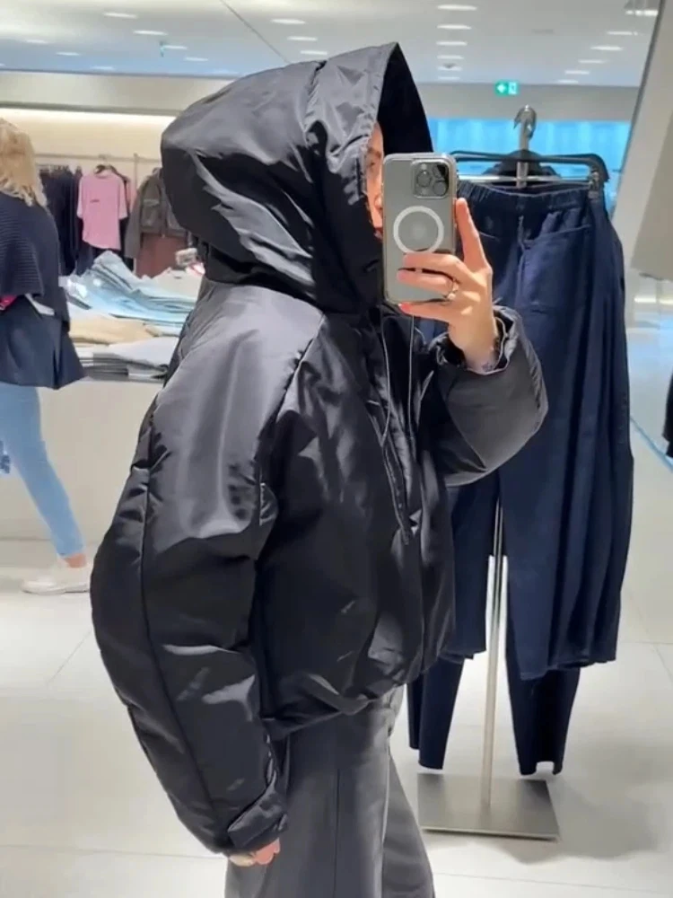 

Women's Hooded Padded Jacket Women Short Down Padding Lightweight Puffer Women Plus Size Black Jackets Winter Warm Snowwear