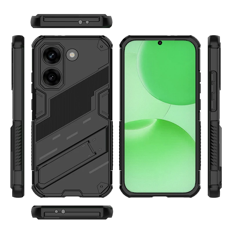 Punk Armor Shockproof Phone Case For Xiaomi Poco X8 Pro Redmi Turbo 5 5G Four Corner TPU Plastic Bracket Back Cover Coque Fundas
