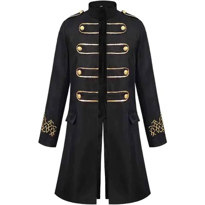 

2025 Halloween Hot Selling Adult Medieval Steam Punk European and American Embroidered Men's Long Coat Stage Suit