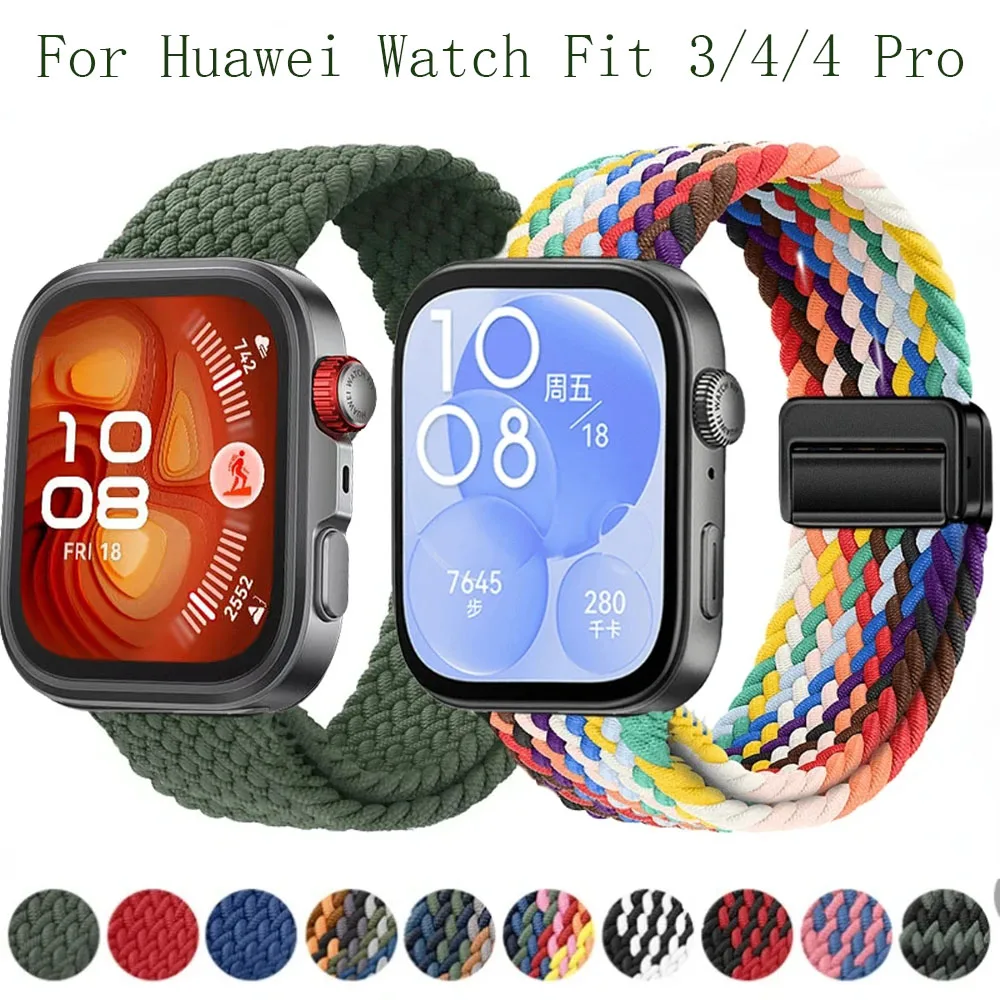Тканый нейлоновый ремешок для часов Huawei Watch Fit 4/4 Pro, магнитный регулируемый дышащий браслет для часов Huawei Watch Fit 3, сменный ремешок для часов