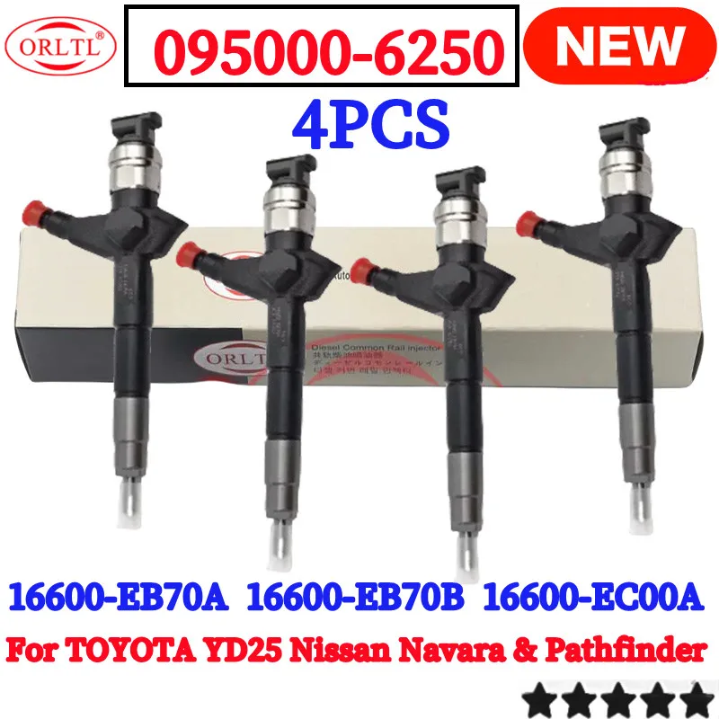 4PCS 16600-EB70A 16600-EB70B 16600-EC00A 095000-6250 For Nissan YD25 Navara Pathfinder R50 2006 UP 2.5L 0950006250 095000 6250