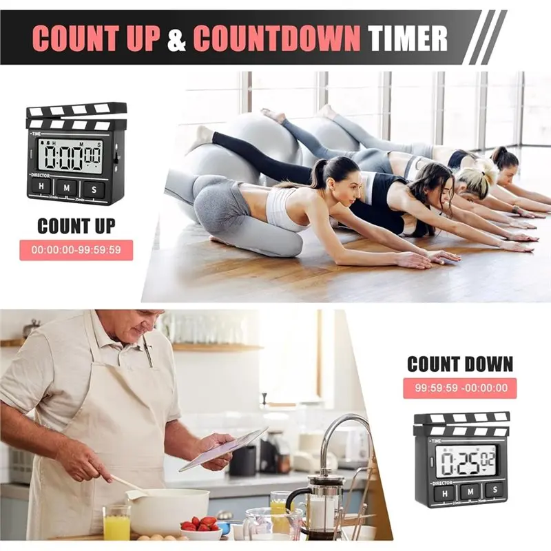 AB11-Auto Memory, Auto-Shut-Off LED Digital Timer Style Large Magnetic Display, Modern Design Cute Desk Timer For Kitchen For Co