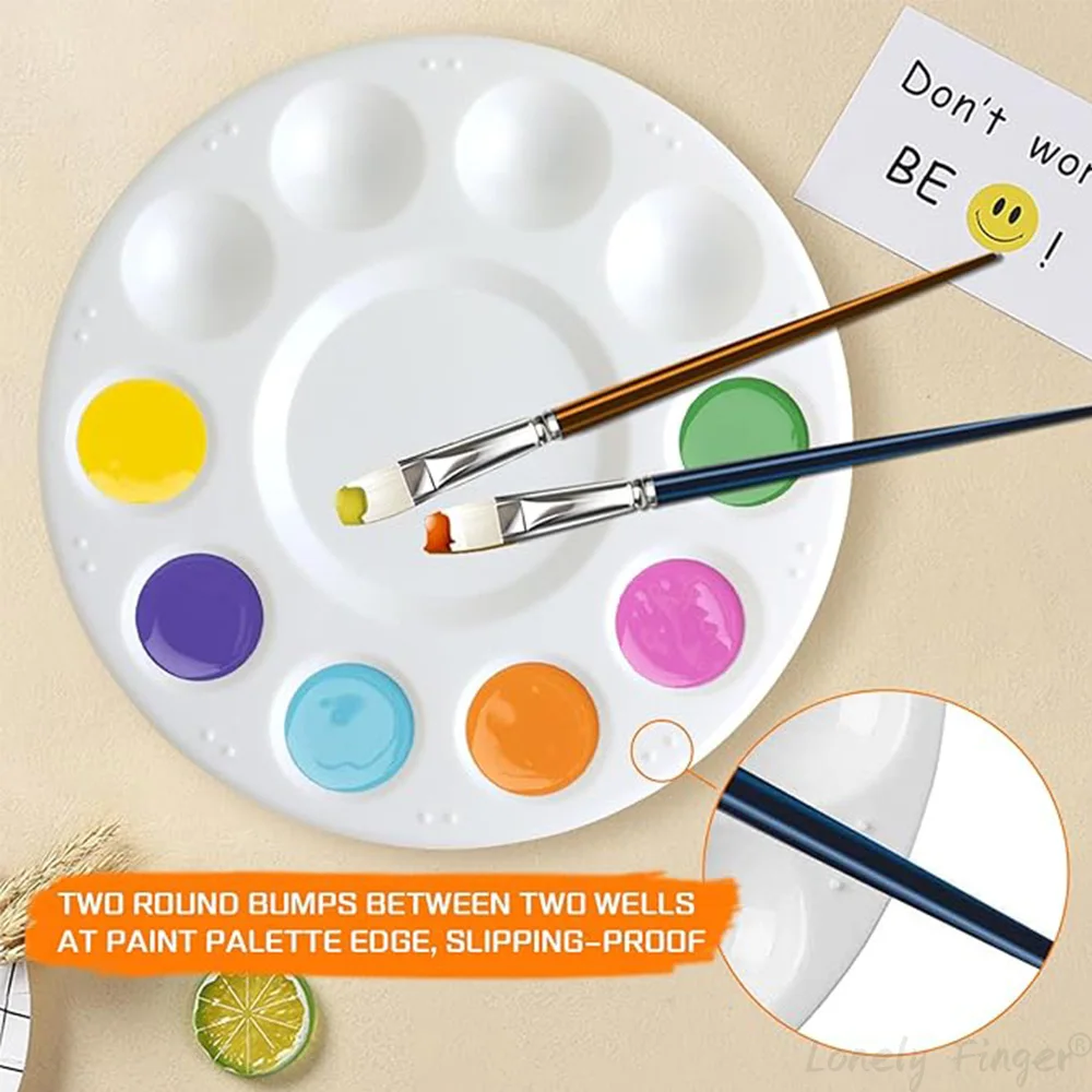 لوحات طلاء بلاستيكية مكونة من 12 قطعة لوحة طلاء صينية لوازم فنية لوحة طلاء للغواش وطلاء الأكريليك والألوان المائية