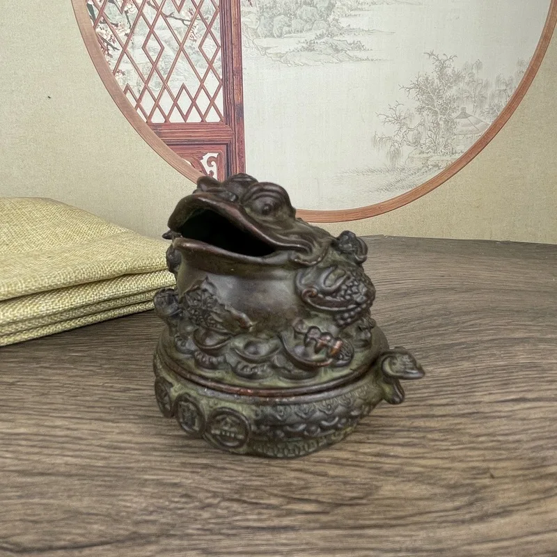 Lucky Money Bronze Ornament, Three-Legged, Opening Gift, Housewarming Toad, Home Decor Craft