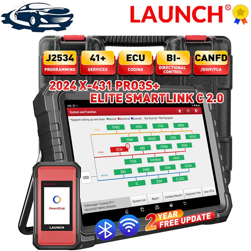 LAUNCH X431 PRO3S+ELITE Auto Car Scanner Pro3s+ Diagnose Tool Scan Diagnostic 37+ Resets Active Test ECU Coding J2534 Program