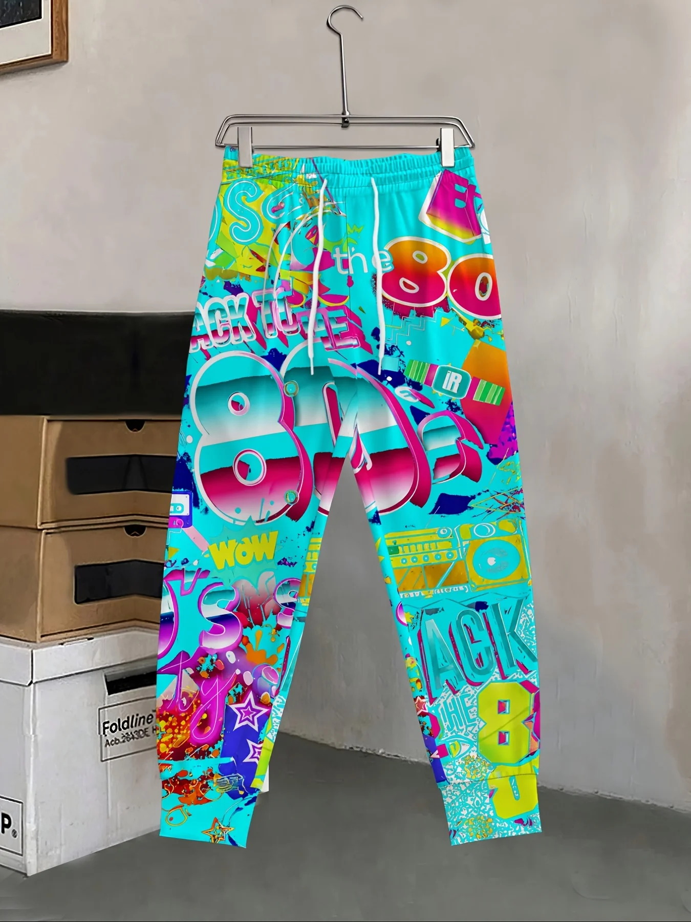 Neuheiten: Trendige 80er-Jahre Retro-Nostalgie-Print Unisex-Jogginghose mit geradem Bein, Hip-Hop-Sweatpants für Party, Alltag und Street-Style – Detail 13