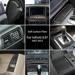 For Infiniti G37 07-13 Soft Carbon Fiber Air Conditioner Radio Window Lift Speaker Gear Trim Cover Car Interior Supplies