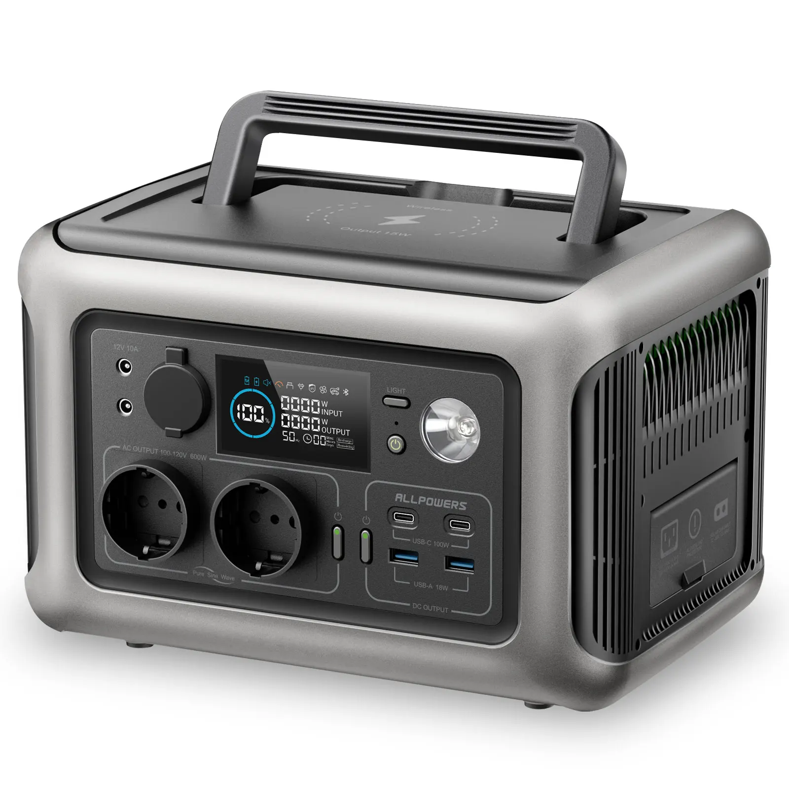 ALLPOWERS R600 draagbare krachtcentrale met zonnepaneel (optioneel), 299 Wh 600 W LiFePO4-batterij voor thuisback-up buitenshuis kamperen RV
