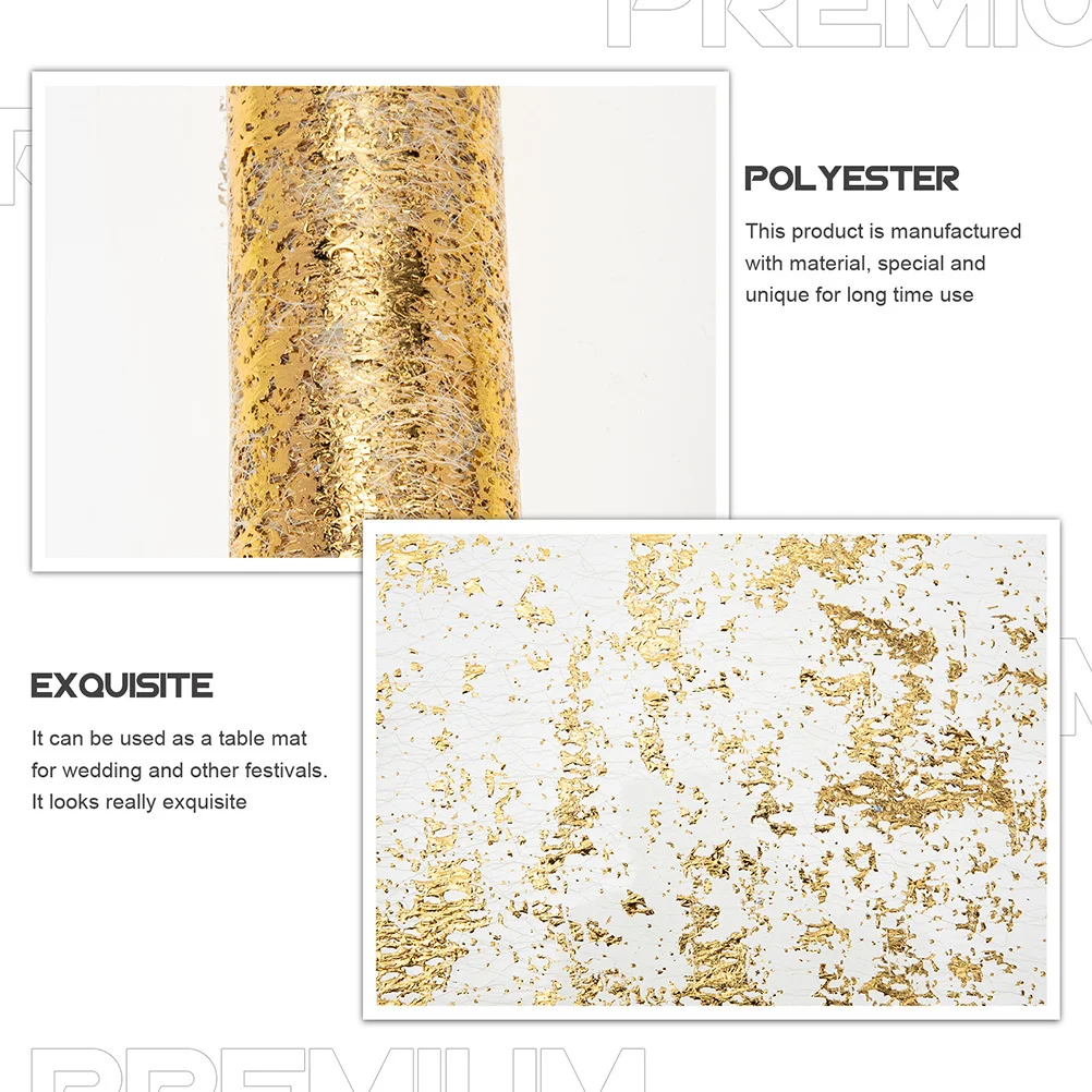 

2pcs Gold Table Runner Decorative Tulle Gauze Tablecloth For Home Wedding Party Holiday Diy Use Wear-Resistant Glitter