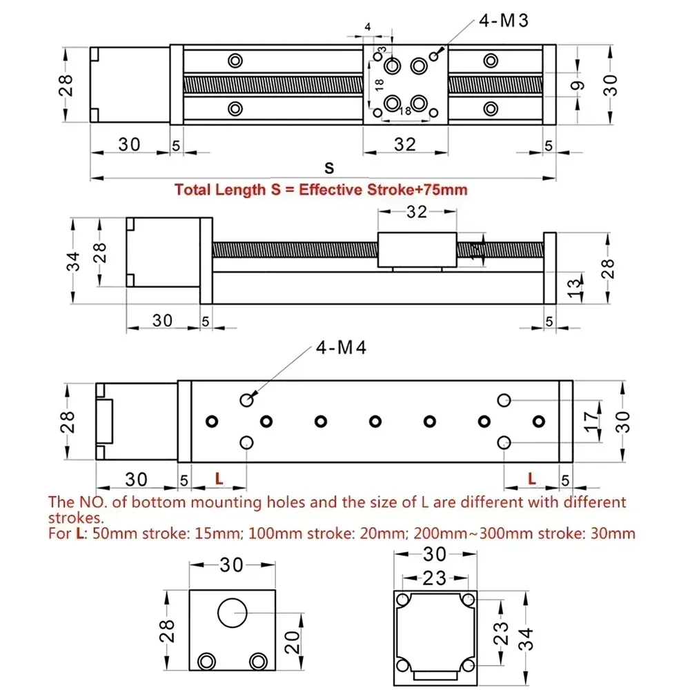 T-Slot Linear Guide Rail XYZ Axis Motorized Stage, CNC Mini Sliding Table with Auto-Lock & Stepper Motor Kit - USA Stock