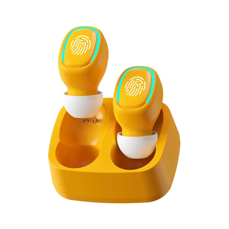 AB25 Mini casque Bluetooth sans fil bouchons d'oreilles à lumière tactile Anti-transpiration qualité sonore HD casque universel stéréo, jaune