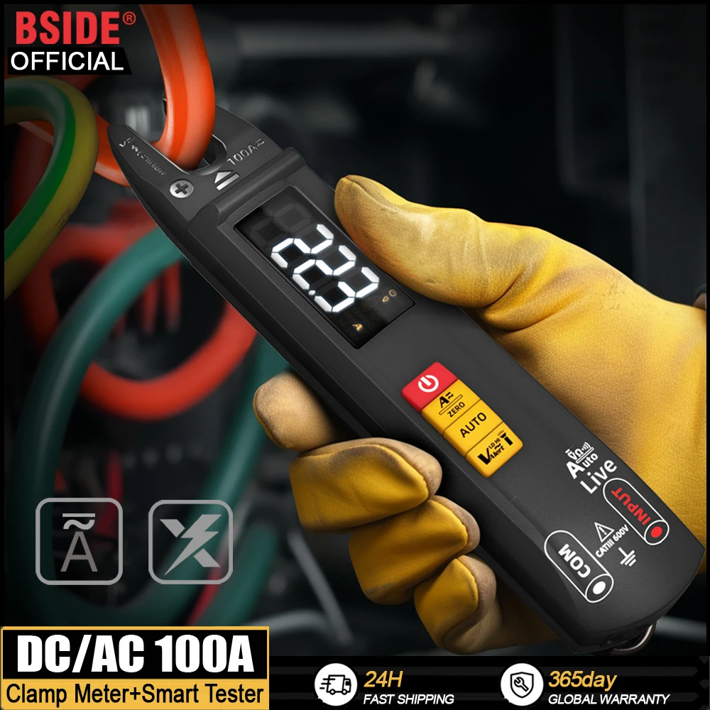 Bside-digital Clamp Meter Alicate Amperímetro Inteligente T-rms Corrente Multímetro Automático Tensão Ohm Tester Elétrico Novo dc ac 100a