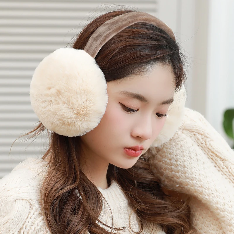 

Winter Ear Muffs Faux Rabbit Fur Warm Earflaps Women Men Fluffy Cosy Hang Ear Cover Earmuffs Solid Color Plush Soft Ear Warmer