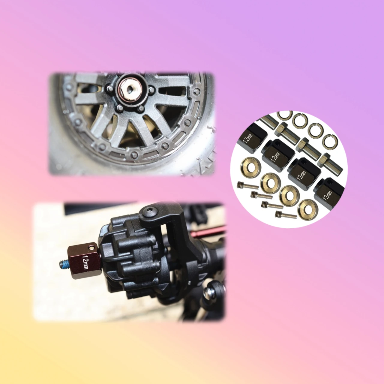 

GPM Aluminum Hex Adapters Thick For TRAXXAS 1/10 TRX4 Defender Trail Crawler, TRX-6 Mercedes-Benz G-63