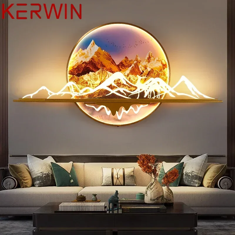 KERWIN Modern Picture Wall Light LED Chinese Creative Landscape Mural Lamp For Home Living Room Study Bedroom Decor Painting