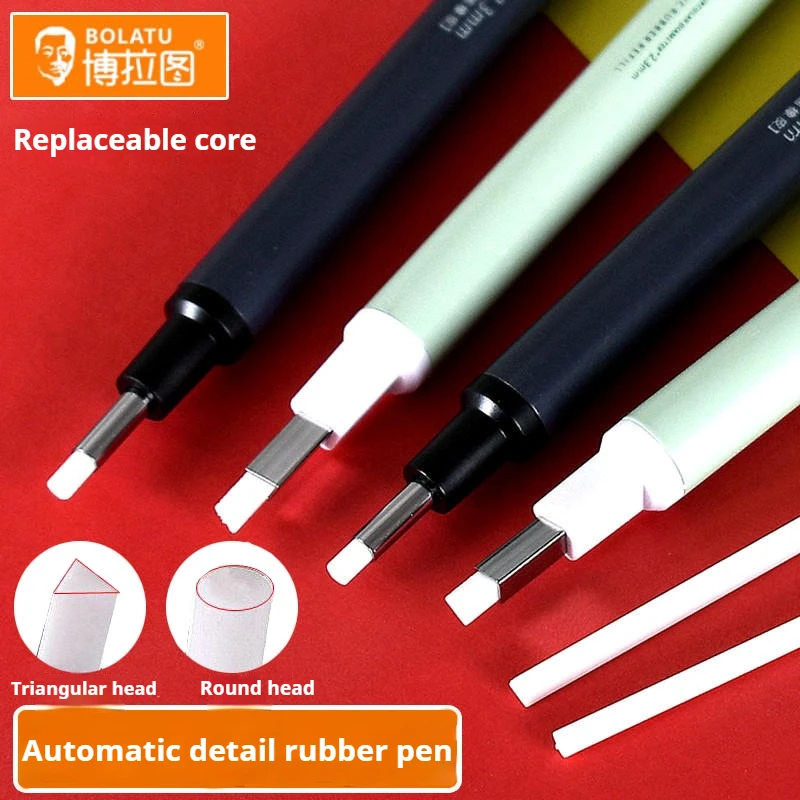 Eraser Mechanical Rubber Refillable Pen Rubber Tip Pen Press Type High Precision Pencil Eraser For Manga Highlight Sketching