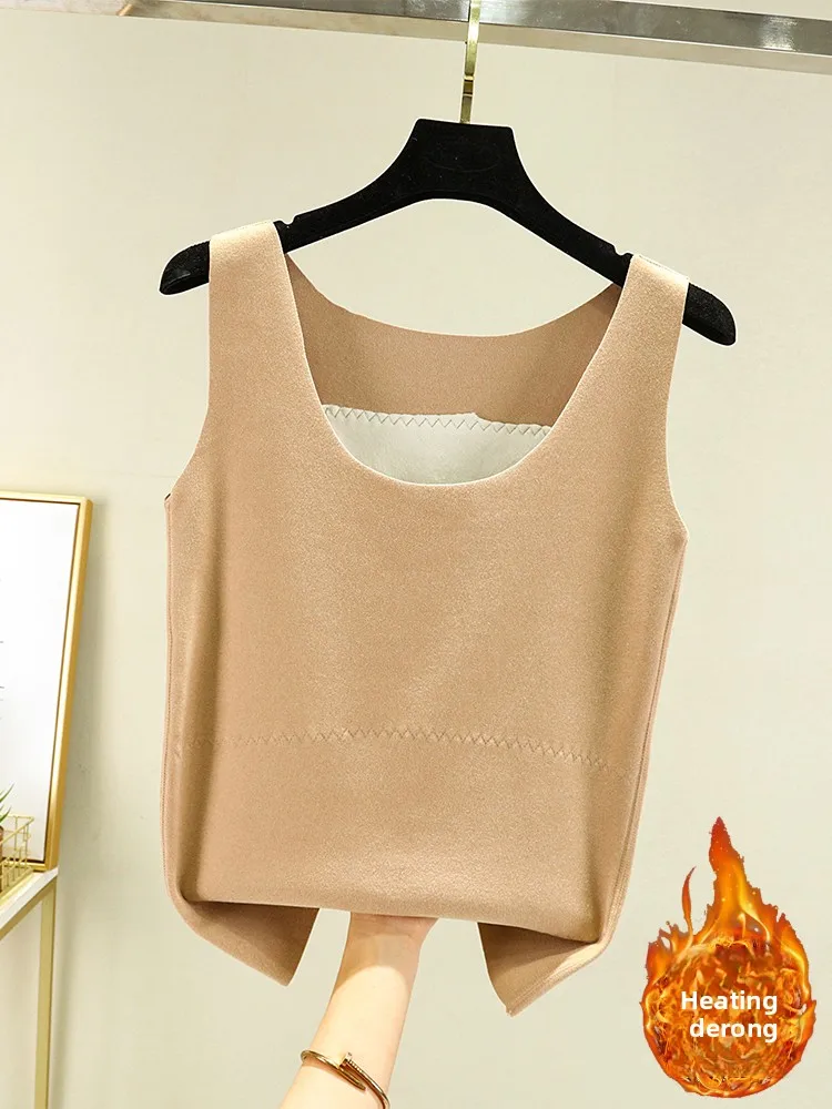 เสื้อกั๊กอุ่นสำหรับผู้หญิง ฤดูหนาว คอกลม ผ้าเนื้อนุ่ม สวมใส่เป็นเสื้อตัวใน สีพื้น กระชับรูปร่าง แบรนด์ July Deer