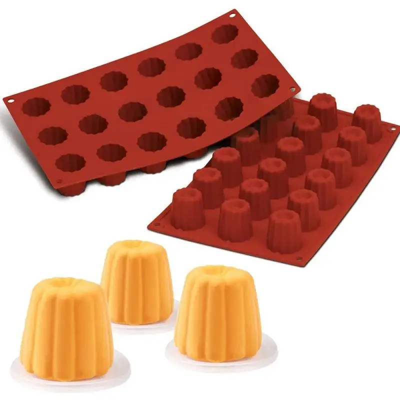 18 Cavity Easy Clean Silicone Caneles Mold Heat Resistant Fluted Cake Cupcake Baking Tray for Home Baking Use