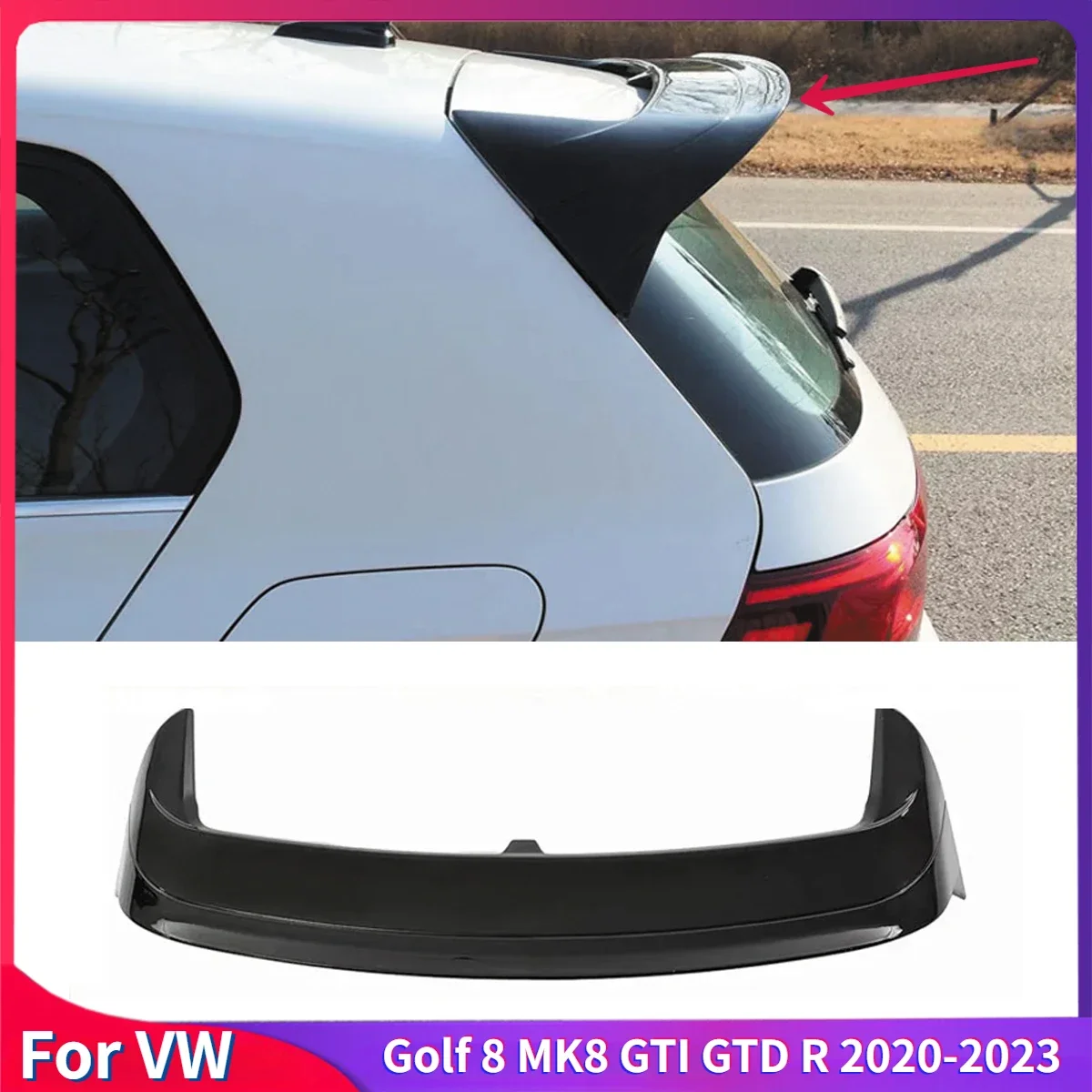 For VW Golf 8 MK8 GTI GTD R 2020-2023 CS Style Roof Spoiler Wing Kit Tuning Car Rear Trunk Boot Spoiler Wing Body Kit Auto Parts