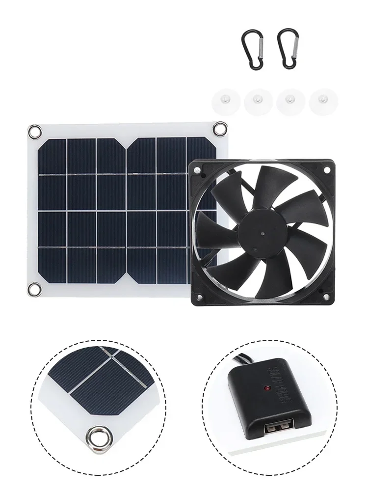 1set 6V 10W Solar Panel Exhaust Fan For Pet Room Greenhouse RV Roof Exhaust Solar Photovoltaic Panel Accessories