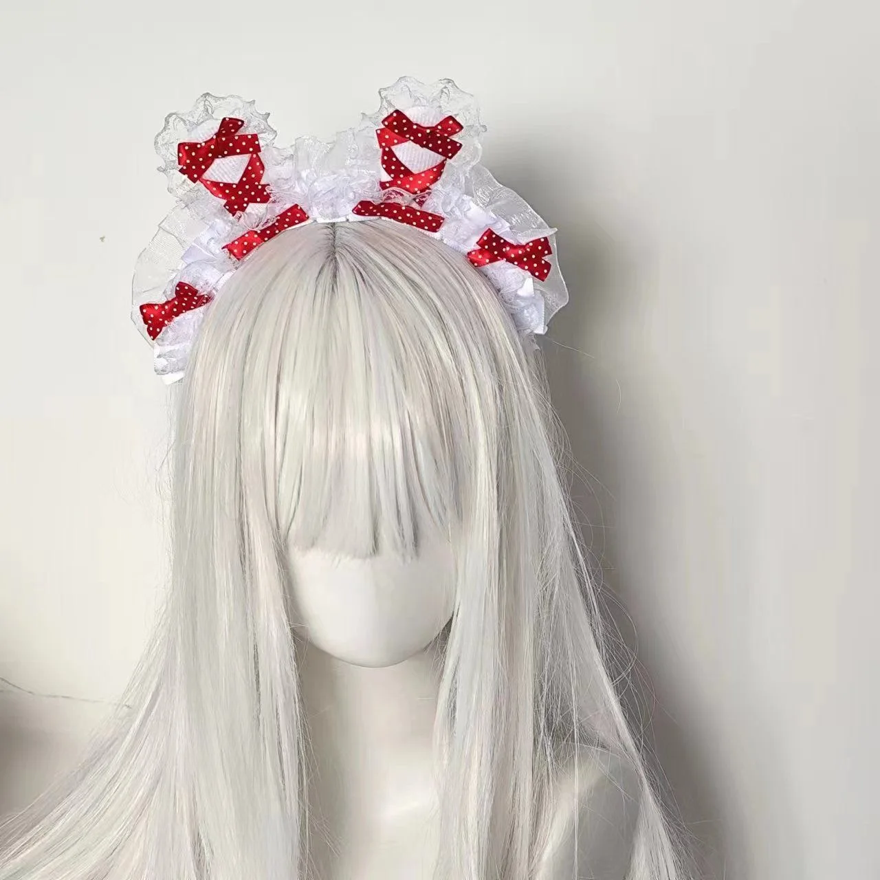 Bandeau à nœud à pois pour femmes, accessoires de cheveux, joli bandeau noué avec oreilles de lapin, bandeau Lolita