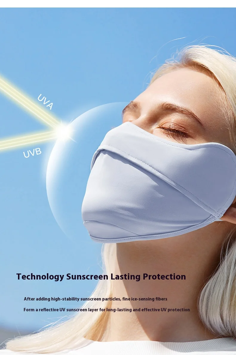 Summer Ice Silk Sun Mask with Eye Protection Adjustable UV Face Cover for Outdoor Cycling Travel Women Men