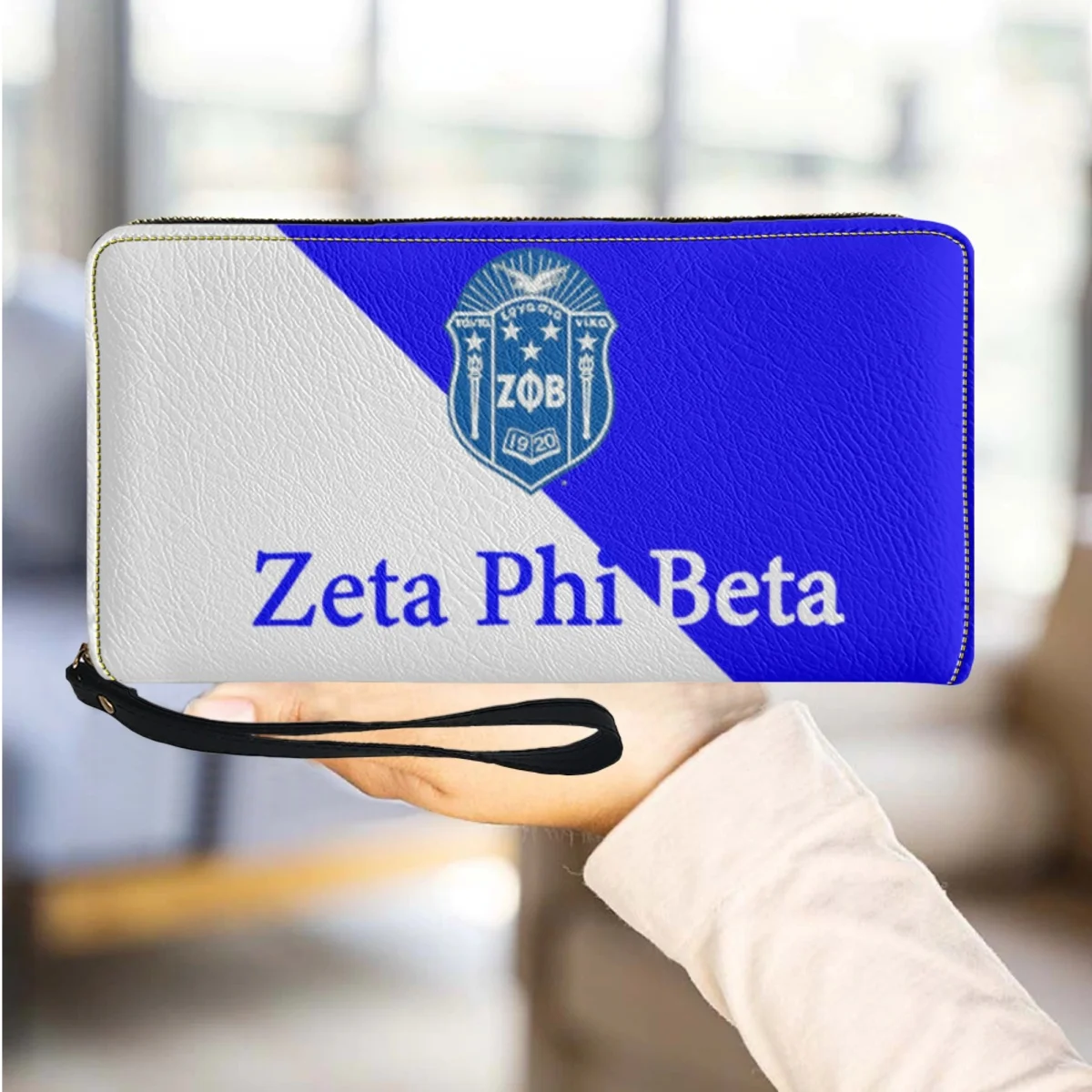 

Vintage Zeta Phi Beta Designer Coin Purse Phone Bags PU Leather Wristband Fashion Small Wallet Mini Girls Multi-Card Storage Bag