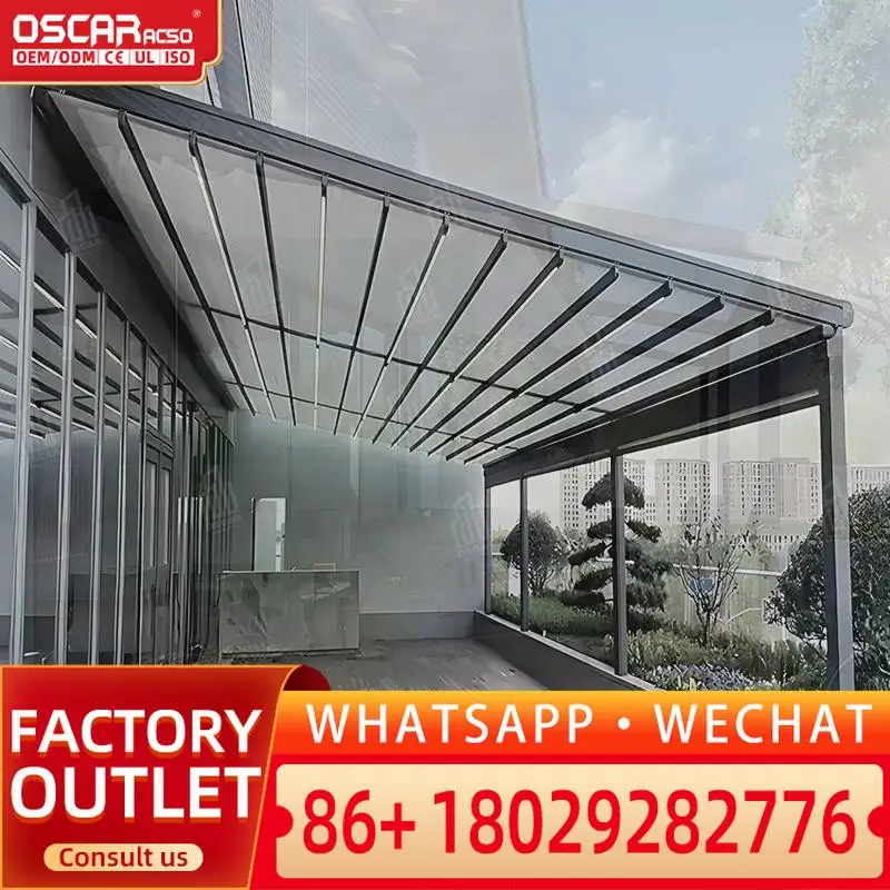 Steel Frame PVC Coated Profile Gazebo Pergola Outdoor Garden Patio Backyard Retractable Canopy Pergola