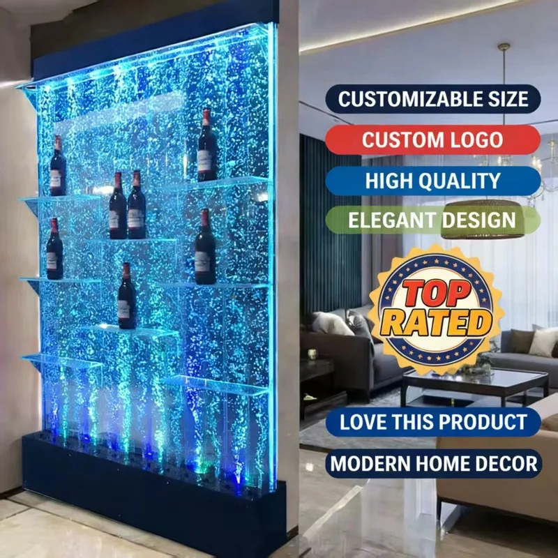 custom.Modern Acrylic Feature Wall LED Lighted Bar Decorative Shelves Mall Bar Room Hotels Restaurants Works