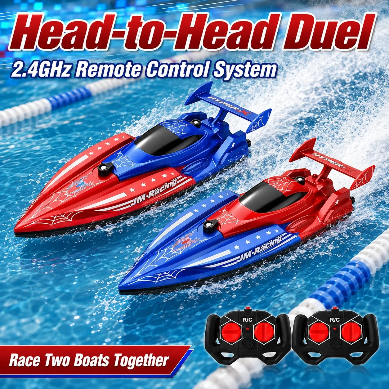 Kids RC Boat 2.4GHz Remote Control Spider Style Speed Water Toy with Rechargeable Battery for Pools And Lakes Racing Fun