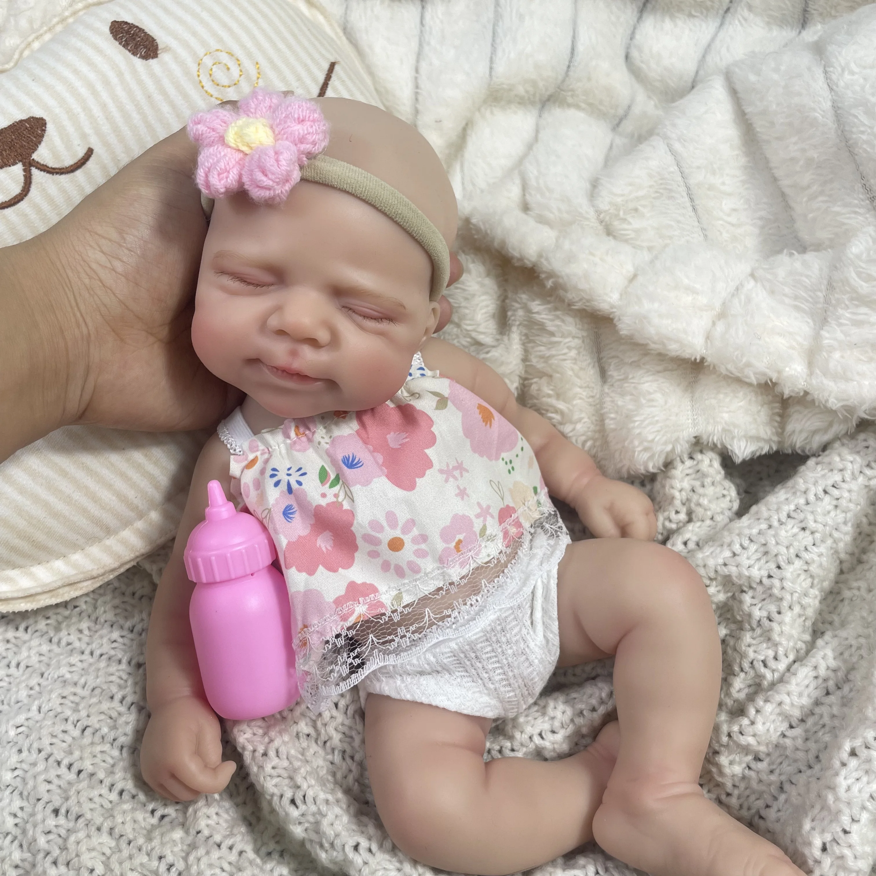 

13 Inch Reborn Baby Doll Silicone Pascale Adorable Girl Soft Solid Silicone Washable Body Doll Birthday Christmas Gift