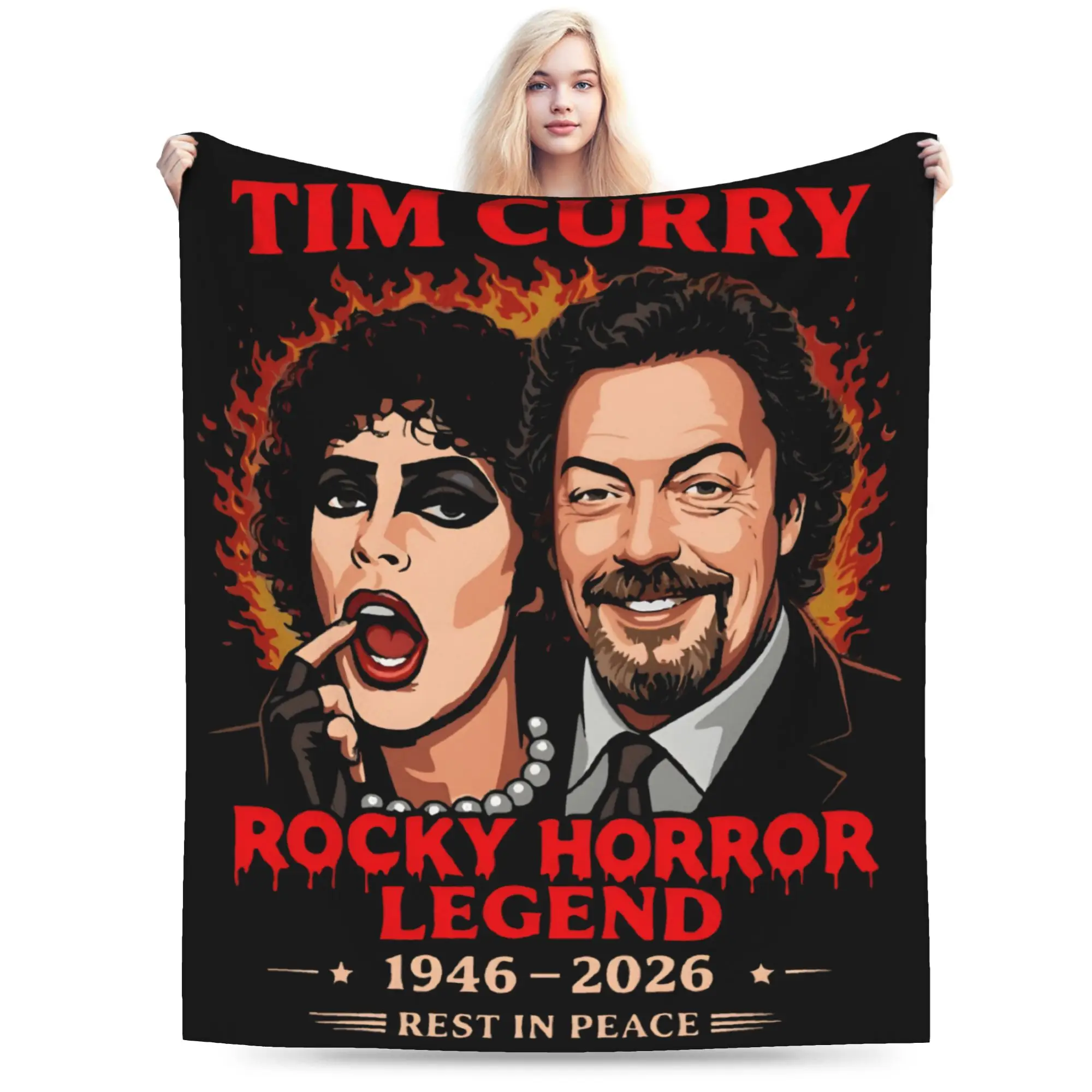 RIP Tim Curry Printed Blanket For Men Women Super Soft Warm  Throw Blankets for Sofa 50x60 Inches Multiple Sizes