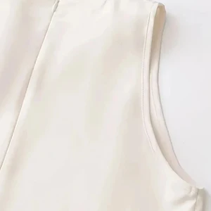 Women's Traf-Blouses of Golden, Sleeve Without, Collar, Rear Zipper, Women's Shirts, Chic Tops, Fashion 10 Main Sales Gold Blouse - №9