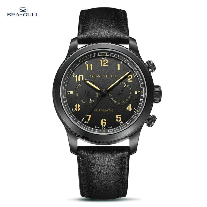 

2024 Seagull Men's Watch Multifunction Belt Sapphire Luminous Automatic Mechanical Watch Pilot Series Wristwatch 819.33.6080H