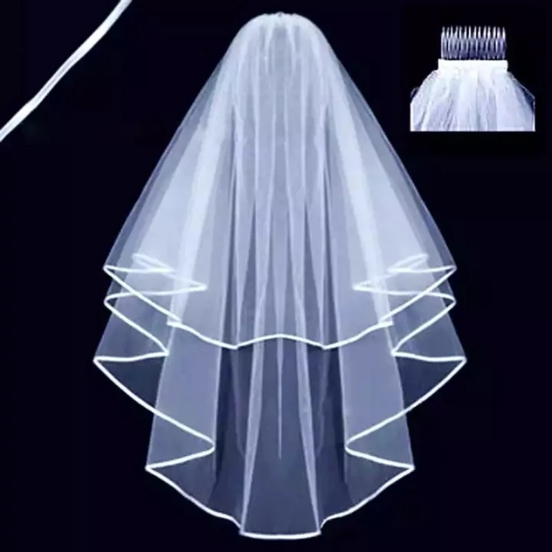 Princess Wedding Veil 2024 Tulle Ruffles Elbow Length For Bride Wedding Vestido De Noiva Custom Color White