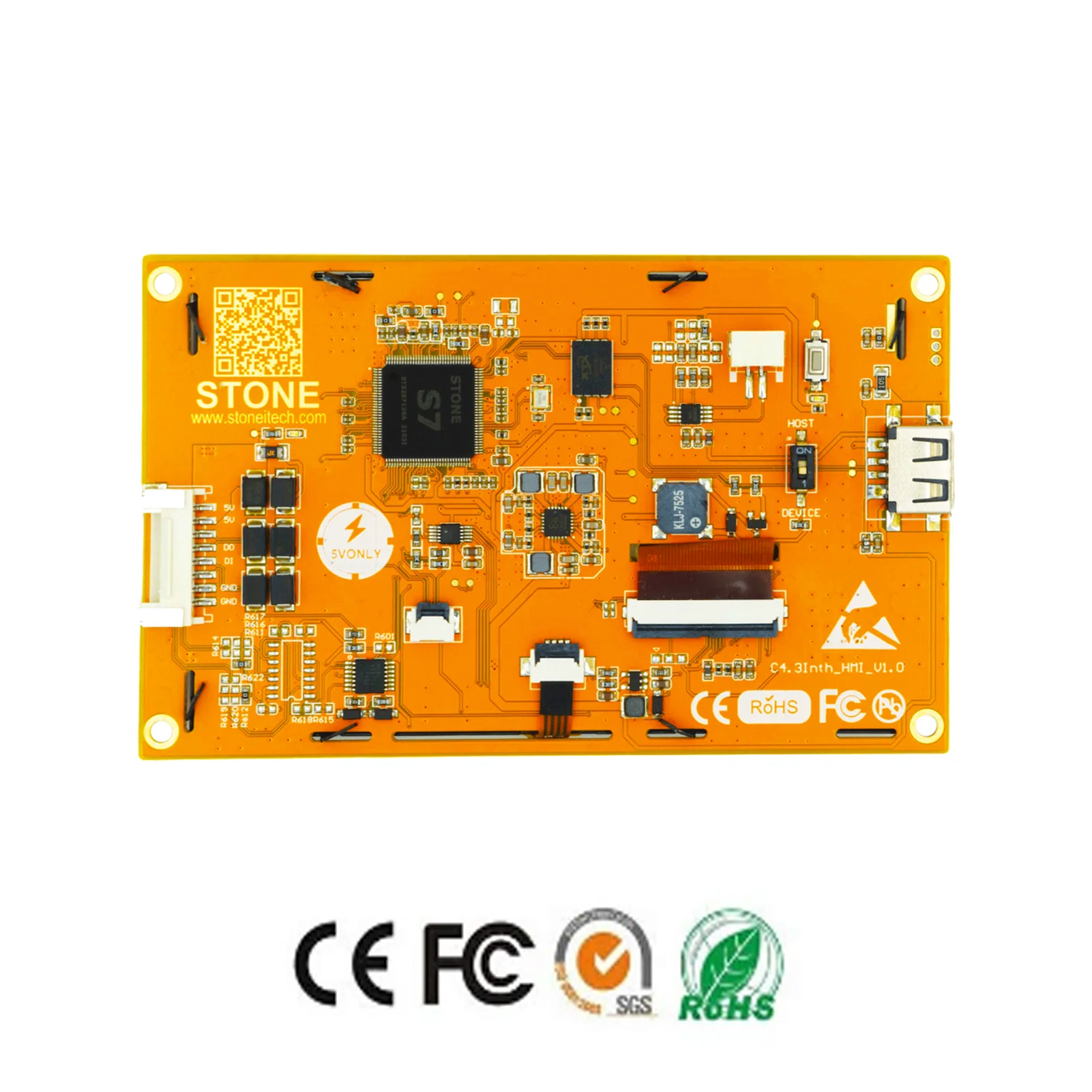 4.3นิ้วแผงสัมผัส HMI LCD กราฟิกโมดูลสำหรับ ST MCU/Raspberry Pi