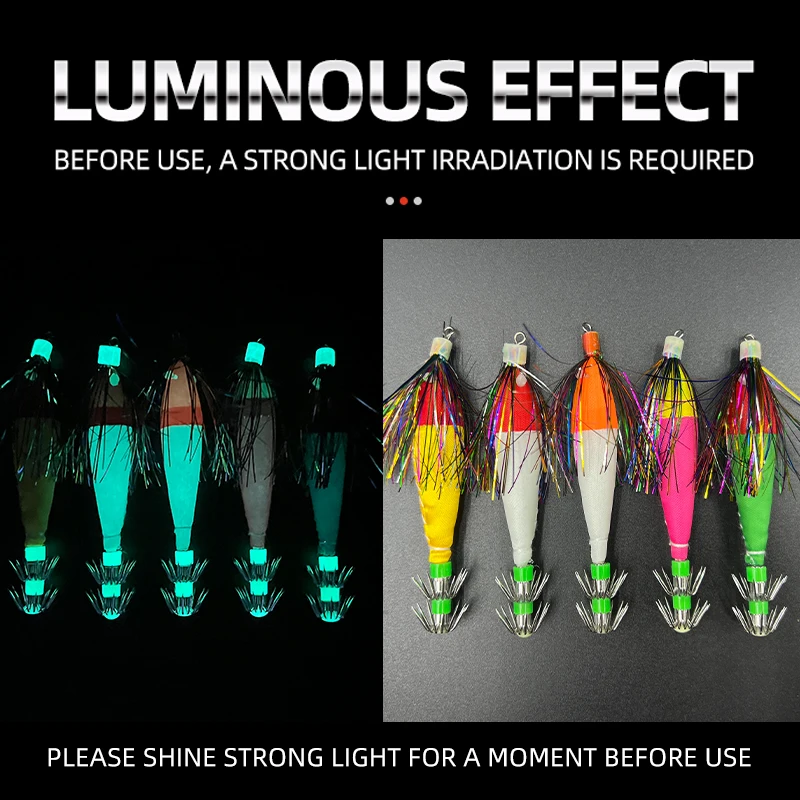 ShareShark 5/10pcs/bag Glowing Tentacle Soft Squid Lure Double-Layer Umbrella Hook Squid Jig Bionic Bait