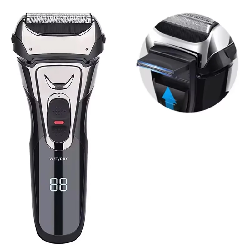 USB Rechargeable Electric Shaver Stainless Steel Shaving Machine Men 3D Triple Floating Blade Razor Shaver Barber Trimmer