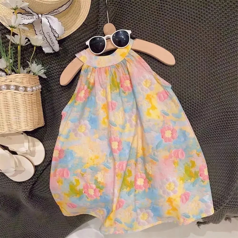 

Children's Sleeveless Dress Summer Korean Girls Printed Dress Small and Medium-sized Children's Baby Flower Slip Dress