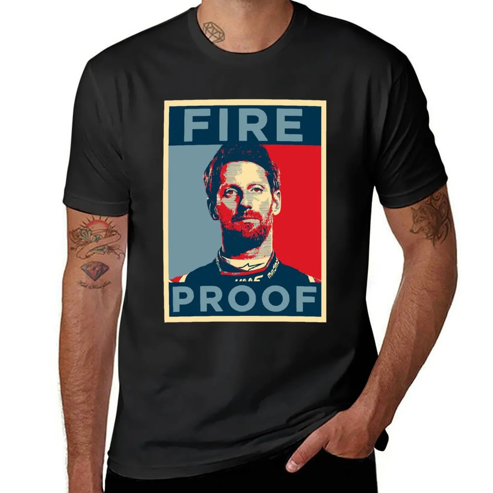 Romain Grosjean Fire proof T-Shirt vintage clothes oversizeds men clothings