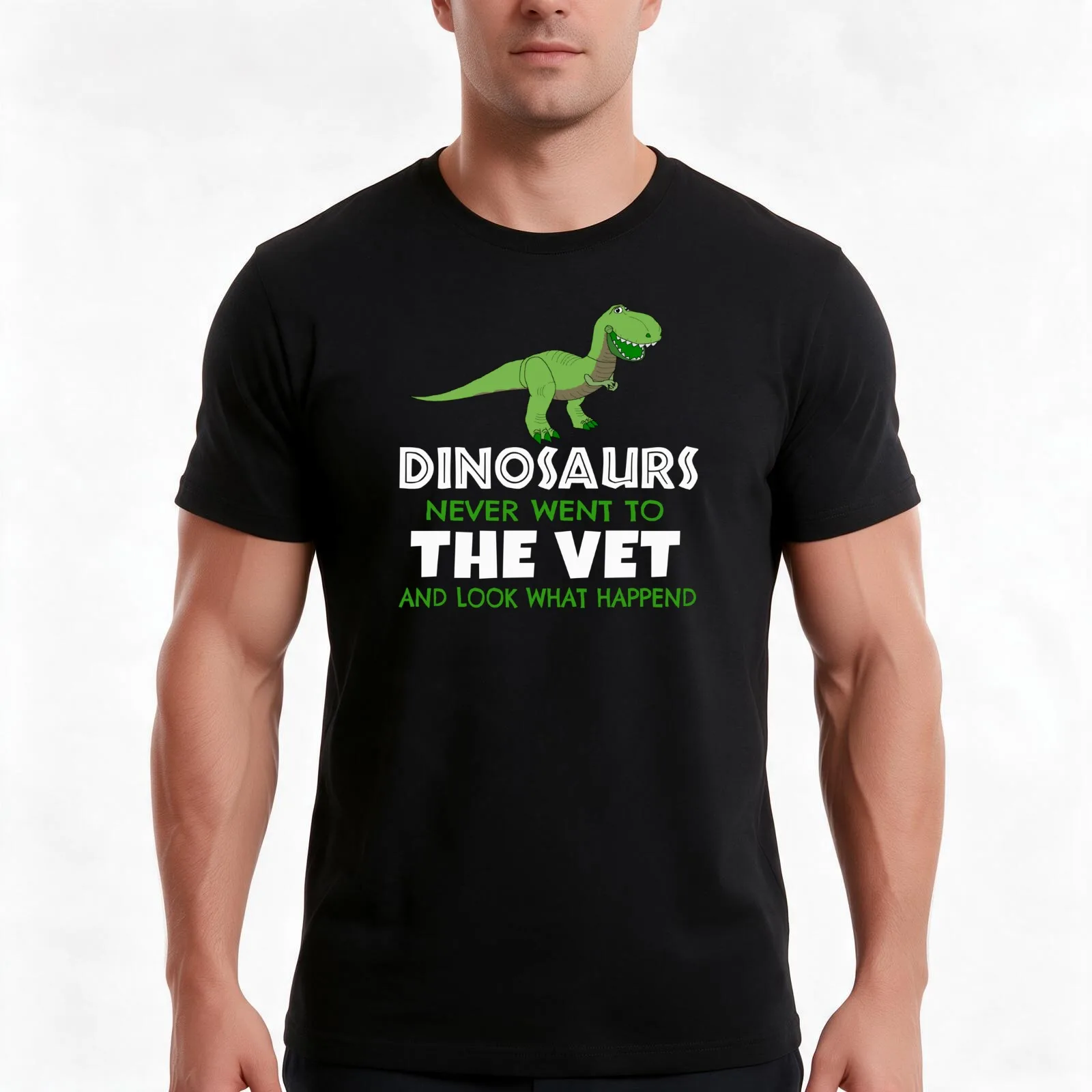 Dinosaurs Never Went to the Vet Funny Veterinary Shirt T-Shirt, Summer Casual Cotton Tee, Oversized Streetwear Tops, 100% Cotton
