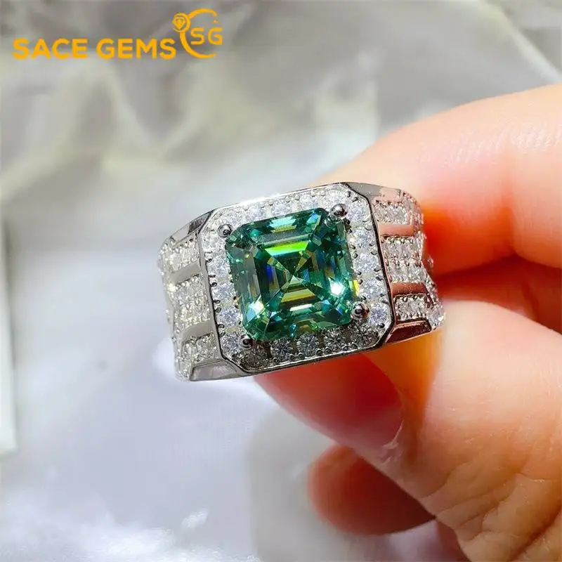 

SACE GEMS GRA Сертифицированное кольцо с муассанитом цвета D 1-2 карата для мужчин, стерлинговое серебро 925 пробы, свадебное кольцо с бриллиантом, вечерние роскошные ювелирные изделия