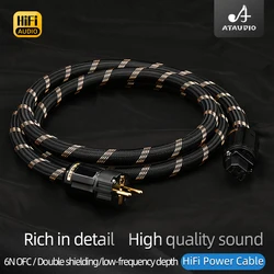 ATAUDIO 6N OFC HiFi Power Cable for Amplifier Power Filter High-end Double Shielding Noise Free with EU/AU Connector Power Cord