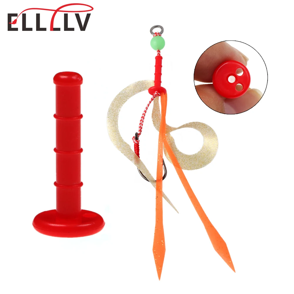 Ellllv rosso lungo cilindrico parti di scorrimento in plastica Snapper gonne in Silicone cravatta in gomma parti fisse accessorio per esche da pesca in acqua salata