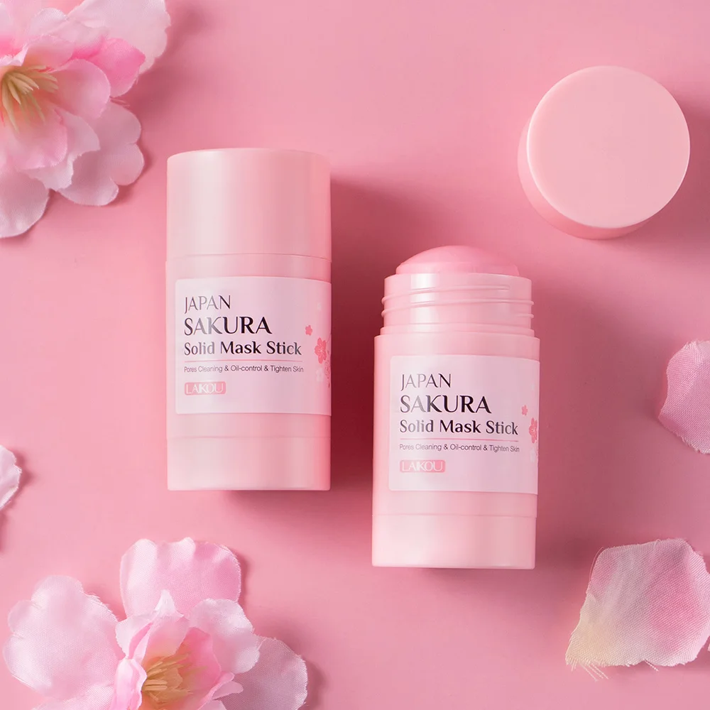 Lycra Cherry Blossom Solid Mud Mask Stick 45g – Smear Deep Cleansing Clay Mask Oil Control Pore Minimizer Blackhead Remover New