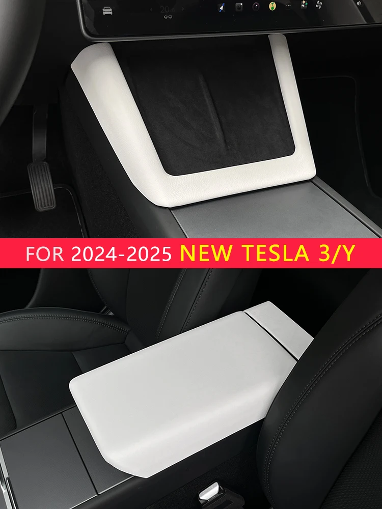 for Tesla Model Y Launch Juniper 2025 Model 3 Highland 2024 White leather Center Console Wireless charging frame Cover - view 6