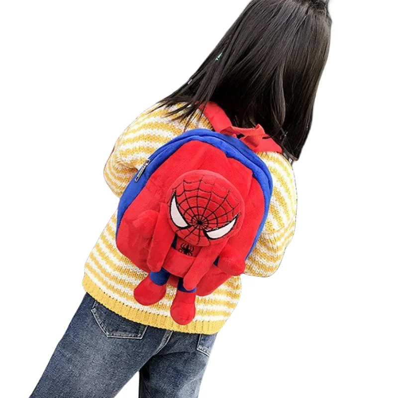 Marvel-mochila de dibujos animados de Spiderman para niños, juguete de felpa con personalidad a la moda, mochila bonita de ocio para guardería,