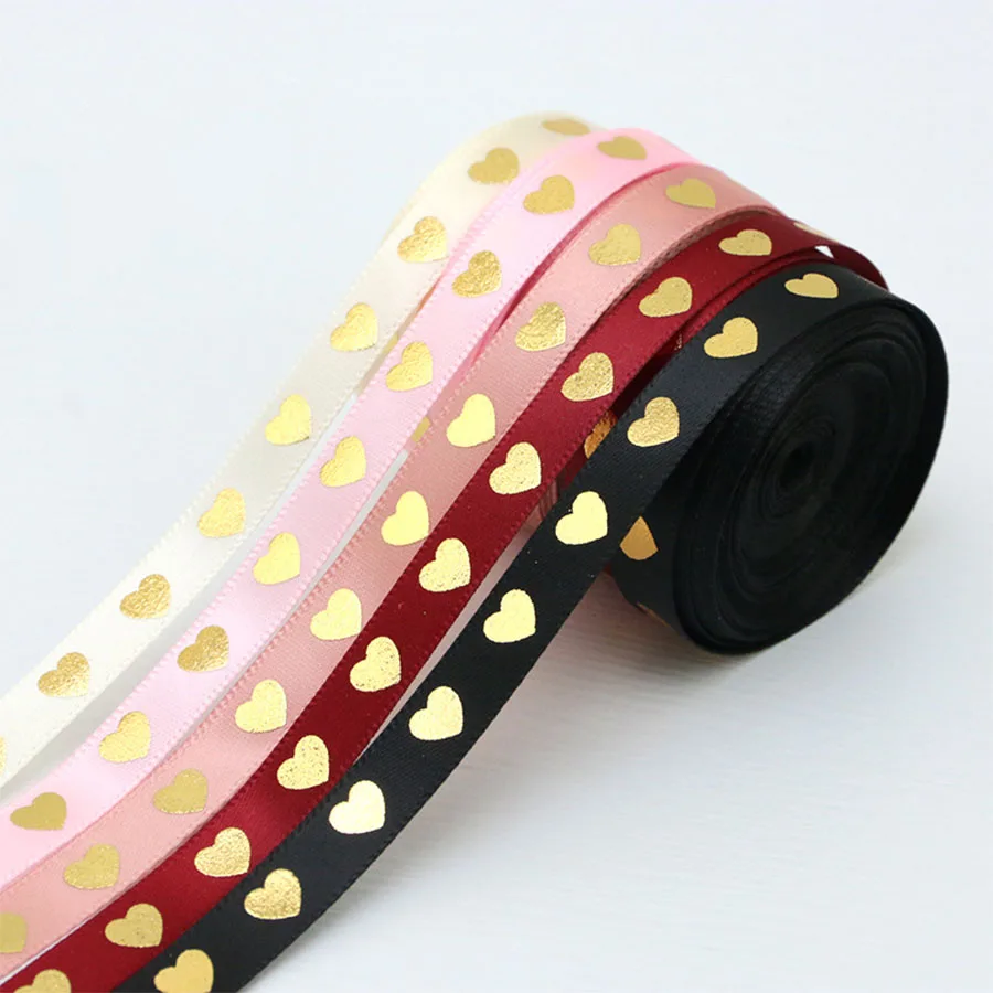 (10 Meter/Rolle) 10 mm Heißpräge-Pfirsich-Herzband, Liebesbänder, Valentinstag-Verpackung, handgefertigte Geschenkverpackung, Dekoration