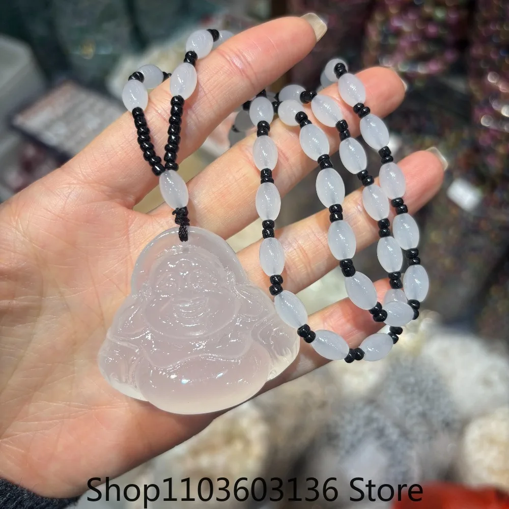 

UV Reactive Buddha Pendant Necklace Women's Amulet Chinese Maitreya Carved Amulet Necklace Jewelry New Arrival