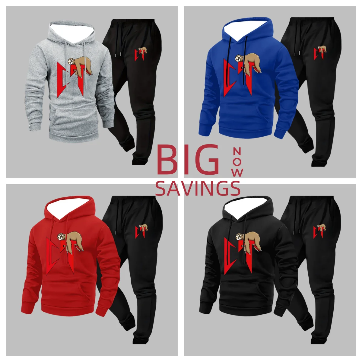 

2025 Hot Autumn and Winter Men's Casual Hoodie Set Fashionable Simple Color Matching Printing Sports Comfortable Couple Set
